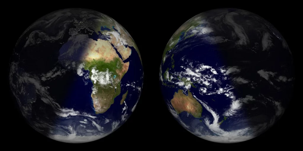 Sunlight map - Hemisphere View